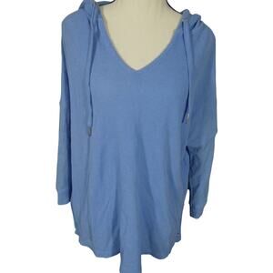 Calvin Klein Performance Women's Large Waffle Knit Hooded Shirt 3/4 sleeves